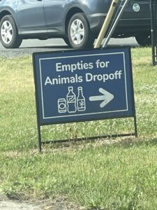 empties for animals sign at mohawk humane